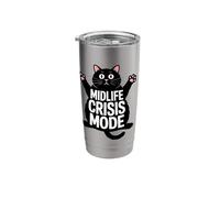 Midlife Crisis Mode Funny Cat Humor Stainless Steel Insulated Tumbler