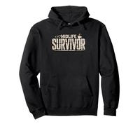 Midlife Survivor Distressed Vintage Badge Humor Crisis Funny Pullover Hoodie