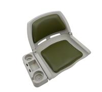 MiDMarine Lightweight Folding Boat Seat - Olive Green Style with Cup Holder