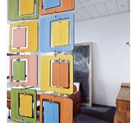 MidModArt 40PCS PVC Hanging Room Divider Panels Mid Century Modern Wall Art, MCM Colored Wood Texture Decorative Room Dividers for Bedroom Dining Study 11.9"x59.8"