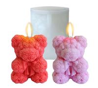 Midnadiy 3D Bear Silicone Moulds, Rose Bear Candle Mould, Flower Bear Candle Silicone Mould, Casting Moulds, DIY Candle Moulds for Homemade Soaps, Valentine's Day Gifts, Birthday Gifts(Large)
