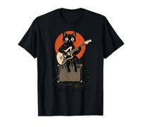 Midnight Amplifier Black-Cat Electric Guitar Art T-Shirt