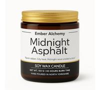 Midnight Asphalt Scented Candle | Ember Alchemy | Dark Musk, Suede & Oud | Luxury Soy Wax Candle, Handmade, Vegan, Long Burning, Premium Gift, 150g