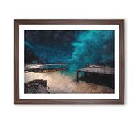 Midnight At The Bahamas Painting Modern Art Framed Print | A4 Walnut Framed Wall Art | Ready to Hang | Modern Historical Picture | Living Room Bedroom Lounge Office