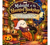 Midnight at the Haunted Bookshop: 50 Cute & Cozy Halloween Coloring Pages with Friendly Ghosts, Black Cats, Witches, Magical Books & Spooky Reading Nooks for Adults and Teens