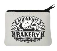 Midnight Bakery Association Vintage Style Logo Neoprene Coin Purse Pouch 10x11cm White