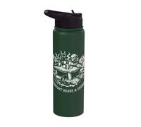 Midnight Beans and Secrets Funny Dark Coffee Humor Stainless Steel Insulated Water Bottle