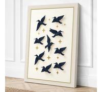 Midnight Birds in Flight Canvas Wall Art Print 18x12 Inch