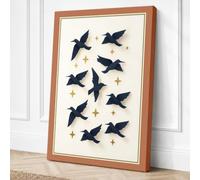 Midnight Birds in Flight Canvas Wall Art Print 36x24 Inch