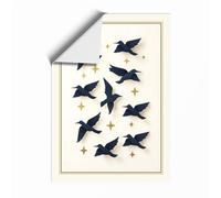 Midnight Birds in Flight Modern Unframed Wall Art Print A3 (42×29.7cm), Wall Decor for Living Room, Bedroom, Office & Home, Art Gift