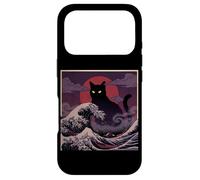 Midnight Black Cat Moon Red Sun Waves Japanese Sea Case for iPhone 17 Pro