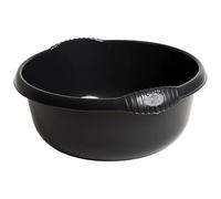 Midnight Black/Dark Grey High Grade Plastic Round Washing Up Bowl Kitchen Basin Sink Tidy Organiser (36 cm)