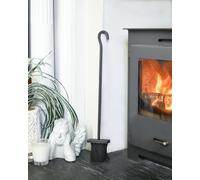 Midnight Black Hooked Fireside Brush - Heavy Duty Fireplace Tool with Ergonomic Handle - Compact Ash & Debris Removal, Hearth Accessories for Log Burner Open Fire Fire Pit
