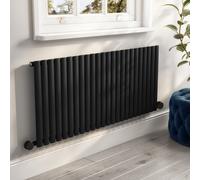 Midnight Black Electric Horizontal Designer Radiator 2kW with Wifi Thermostat - H600xW1416mm - IPX4 Bathroom Safe