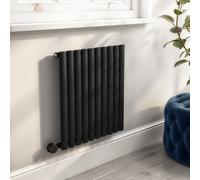Midnight Black Electric Horizontal Designer Radiator 0.6kW with Wifi Thermostat - H600xW590mm - IPX4 Bathroom Safe