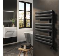 Midnight Black Smart Electric Towel Radiator with Wi-Fi Thermostat - 600W - H650xW450mm - Bathroom Safe