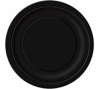 Midnight Black Solid Round Paper Dessert Plates (17cm) 8 Count - Vibrant Paper Plates for Parties and Events, Perfect for Appetizers, Snacks, and Desserts