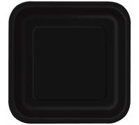Midnight Black Square Paper Dessert Plates (17cm) 16 Count - Elegant & Sturdy Party Tableware for Appetizers, Cakes and More