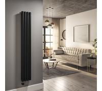 Midnight Black Electric Vertical Designer Radiator 1.2kW with Wifi Thermostat - Double Panel H1600xW236mm - IPX4 Bathroo