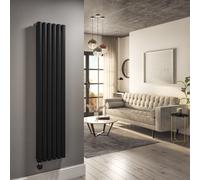 Midnight Black Electric Vertical Designer Radiator 1.2kW with Wifi Thermostat - Double Panel H1600xW354mm - IPX4 Bathroo