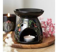 Midnight Bloom Ceramic Oil Burner - Floral Print, Aromatherapy Diffuser