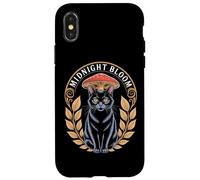 Midnight Bloom Cottagecore Cat Mushroom Laurel Case for iPhone X/XS