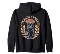 Midnight Bloom Cottagecore Cat Mushroom Laurel Zip Hoodie