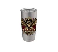 Midnight Bloom Gothic Bat Moon Floral Art Stainless Steel Insulated Tumbler