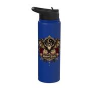 Midnight Bloom Gothic Bat Moon Floral Art Stainless Steel Insulated Water Bottle