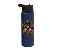 Midnight Bloom Gothic Bat Moon Floral Art Stainless Steel Insulated Water Bottle