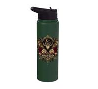 Midnight Bloom Gothic Bat Moon Floral Art Stainless Steel Insulated Water Bottle