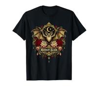 Midnight Bloom Gothic Bat Moon Floral Art T-Shirt