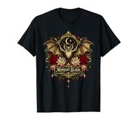 Midnight Bloom Gothic Bat Moon Floral Art Value Graphic T-Shirt