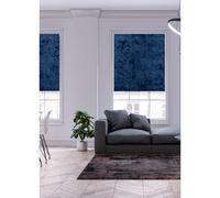 Lister Cartwright Crushed Velvet Roller Blinds Easy Fit Child Safety Cut To Size Fixing Inc, Midnight Blue 150 x165 cm