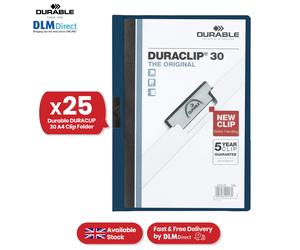 Midnight Blue A4 Clip File 30 Sheet PVC Clip Folder 25 Pcs File Cover for Home