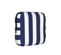 Midnight Blue and White Striped, Sanitary Pad Storage Bag, Pad Holder Bag with Zipper, Change Purse