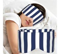 Midnight Blue and White Striped, Sleep Mask for Home Travel, Full Eye Covers Light Blocking Eye Mask Sleep Eye and Ear Muffs