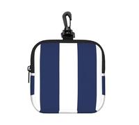 Midnight Blue and White Striped, Square Zipper Storage Bag, Neoprene Coin Purse, Small Wallets, Change Pouch, Change Purse