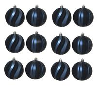 Midnight Blue Christmas Baubles Tree Decorations 8cm Hanging Decorations x 12