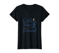 Midnight Blue Gold Girls Chase Dreams Feminist Design T-Shirt