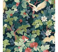 (Midnight Blue/Green/Red) Crane Garden Wallpaper AS Creation
