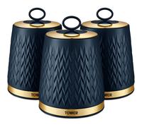 (Midnight Blue) Set of 3 Storage Canisters for Tea Coffee Sugar