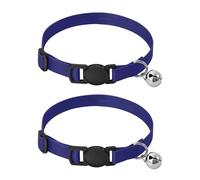 Midnight Blue Solid Color Pure Plain Dog Collar Quick Release Buckle Girl & Boy Dog Collars 2 Pcs