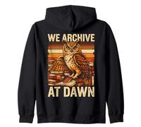 Midnight Book Owl We Archive At Dawn Readers Zip Hoodie