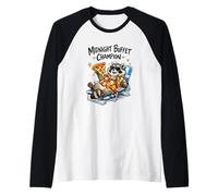 Midnight Buffet Champion Raccoon Vacation Funny Cruise Raglan Baseball Tee