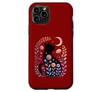 Midnight Cat and Crescent - Enchanted Lunar Garden Scene Case for iPhone 11 Pro