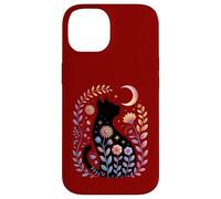 Midnight Cat and Crescent - Enchanted Lunar Garden Scene Case for iPhone 14
