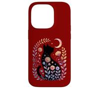 Midnight Cat and Crescent - Enchanted Lunar Garden Scene Case for iPhone 14 Pro
