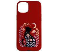 Midnight Cat and Crescent - Enchanted Lunar Garden Scene Case for iPhone 15 Plus