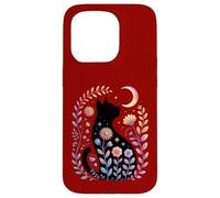 Midnight Cat and Crescent - Enchanted Lunar Garden Scene Case for iPhone 15 Pro